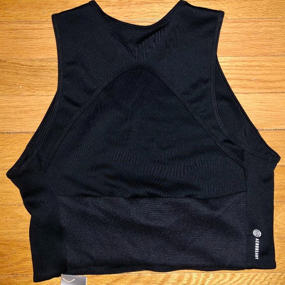 Brand New Adidas black open-back HYPERGLAM TRAINING TOP - Picture 7 of 9
